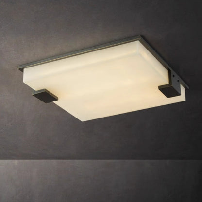 Flush Mount Stylish Square Alabaster Ceiling Light Fabtiko