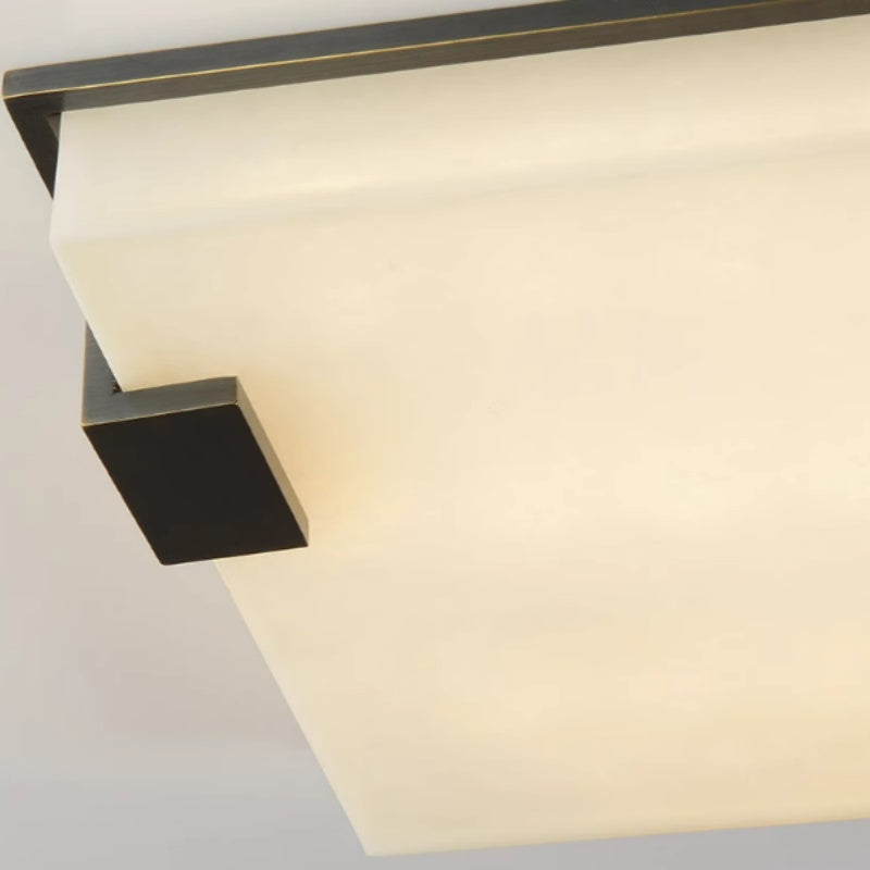 Flush Mount Stylish Square Alabaster Ceiling Light Fabtiko