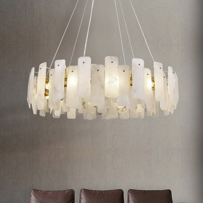 Chandelier Modern Alabaster Square Sheet Chandelier Fabtiko