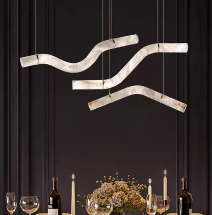 Designer Art Curved Alabaster Chandelier