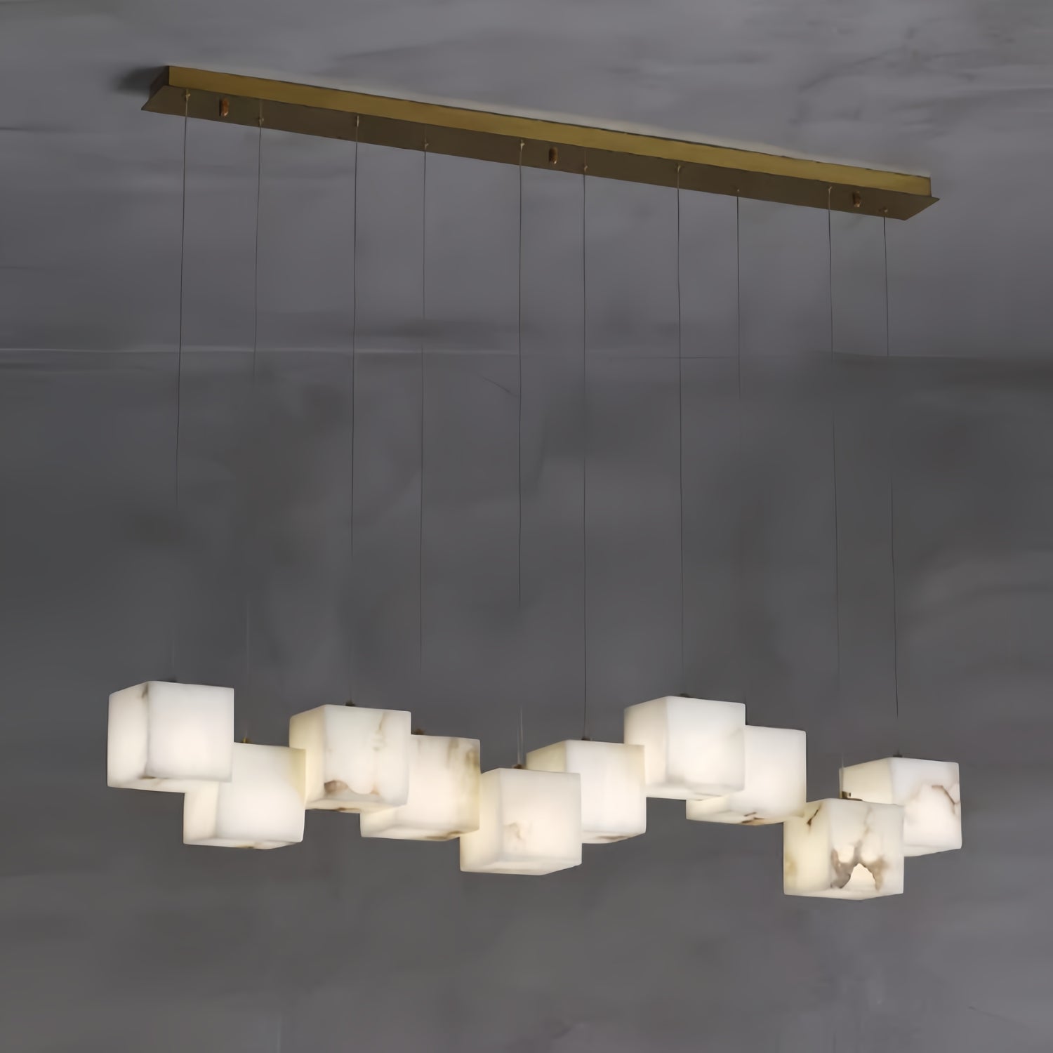 Alabaster Cubic Rectangular Pendant Light