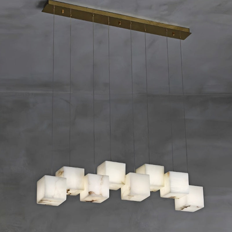 Alabaster Cubic Rectangular Pendant Light