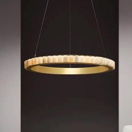 Alabaster Brass Modern Avalon Halo Chandelier 23.62&quot;D*59.05&quot;H   Chandelier 
 Fabtiko