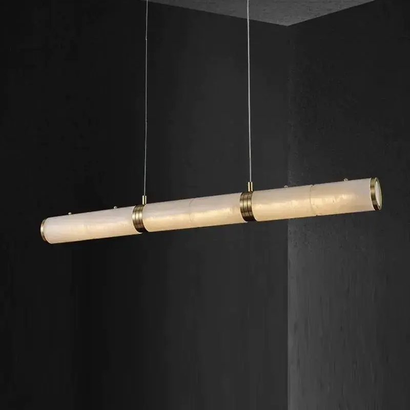 Alabaster Cylindrical Linear Chandelier    Chandelier Fabtiko