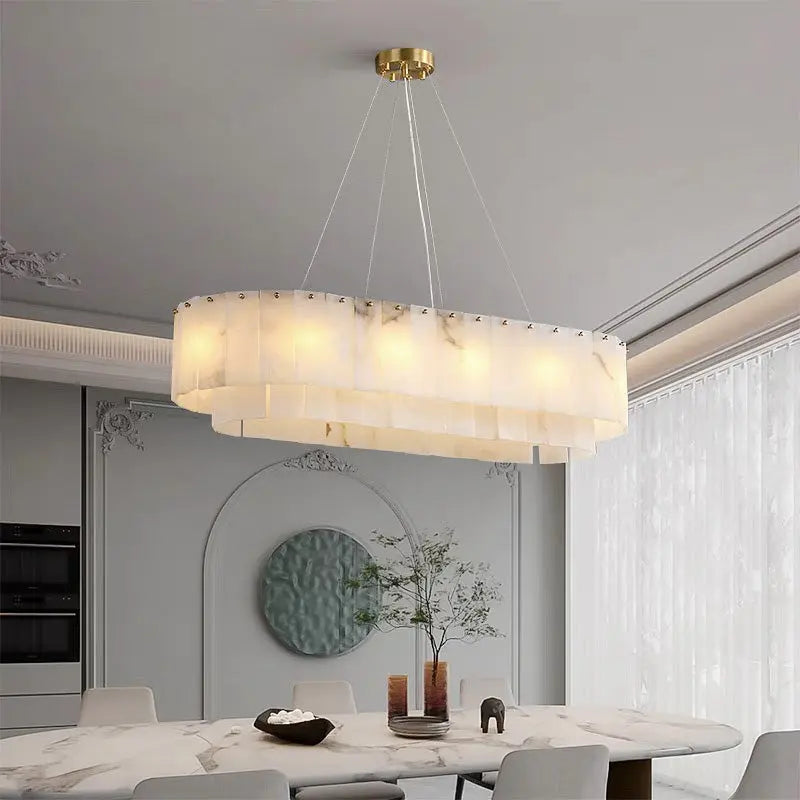 Alabaster Dining Room Round Chandelier Lighting    Chandelier  Fabtiko