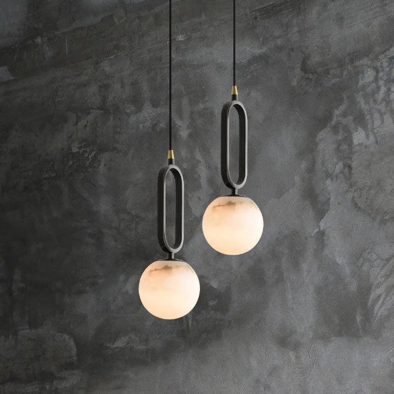 Alabaster Oval Ring Pendant Light