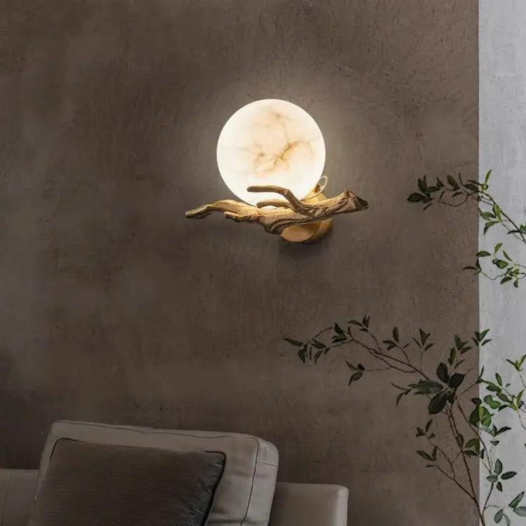 Real Alabaster Round Modern Wall Sconces  Wall Sconce Fabtiko