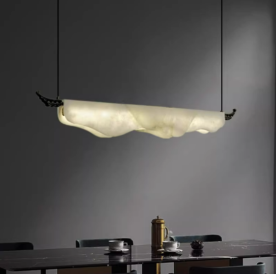 Alabaster Wavy Pendant For Dining Room
