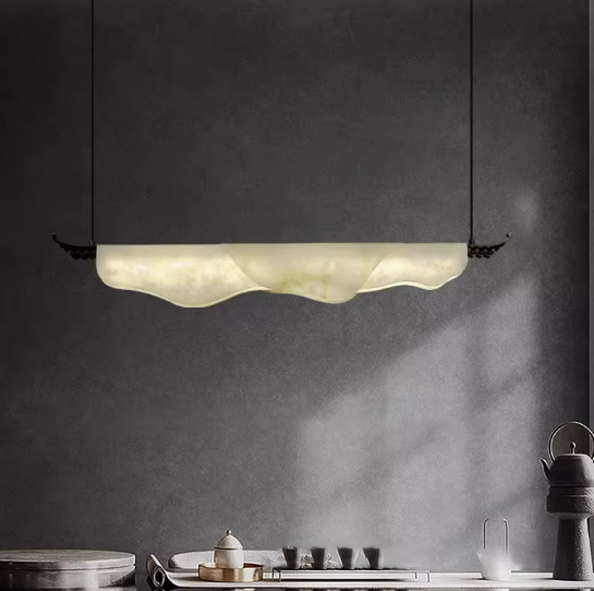 Alabaster Wavy Pendant For Dining Room