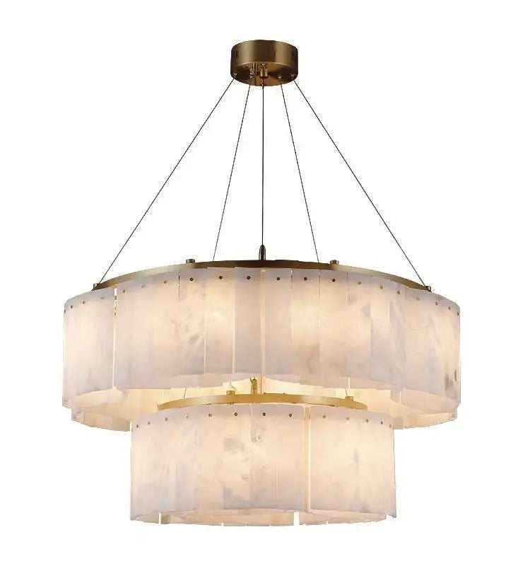 Alabaster Brass Ceiling Lamps Chandelier Light 2 Layer   Ceiling Lamp [product_tags] Fabtiko