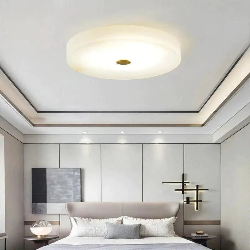 Alabaster Flush Mounted Round Led Ceiling Lamp 