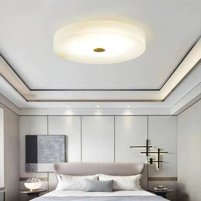 Alabaster Flush Mounted Round Led Ceiling Lamp 