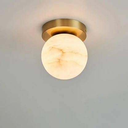 Mini Alabaster Flush Mount Ceiling Lights Spherical Small   Ceiling Lamp Fabtiko