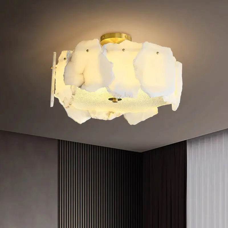Flush Mount Alabaster Ceiling Light Fixture 23.62&quot;   Ceiling Lamp [product_tags] Fabtiko