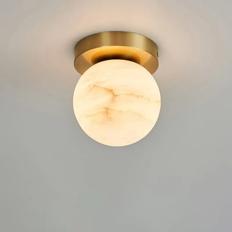 Mini Alabaster Flush Mount Ceiling Lights Spherical Large   Ceiling Lamp Fabtiko