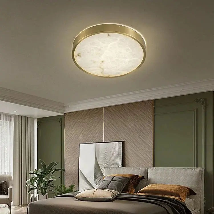 Round Alabaster Flush Mount Ceiling Lights 11.81&quot;   Ceiling Lamp [product_tags] Fabtiko