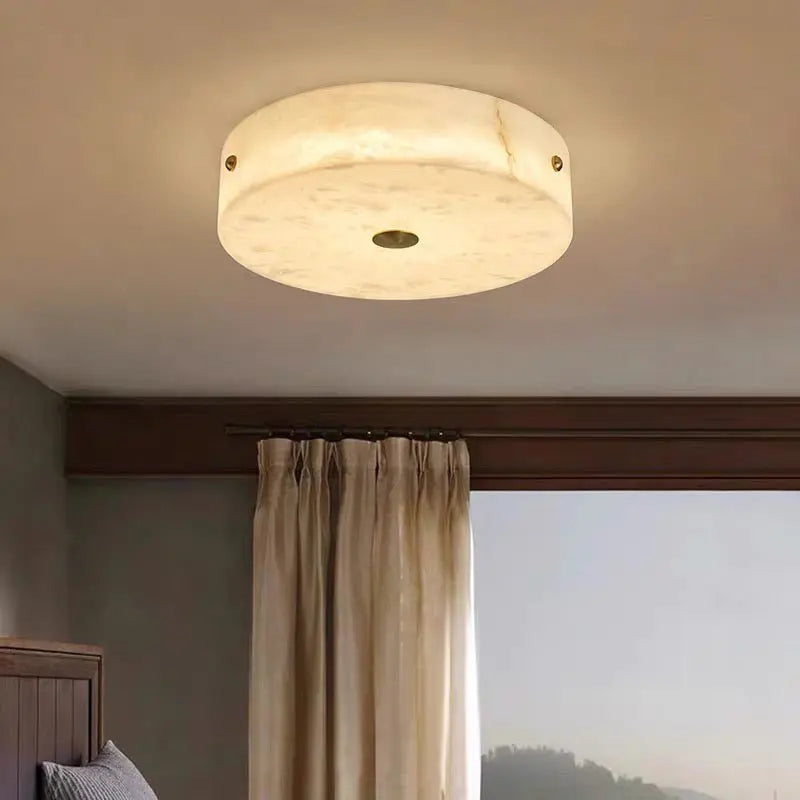 Round Flush Mount Alabaster Ceiling Light    Ceiling Lamp [product_tags] Fabtiko