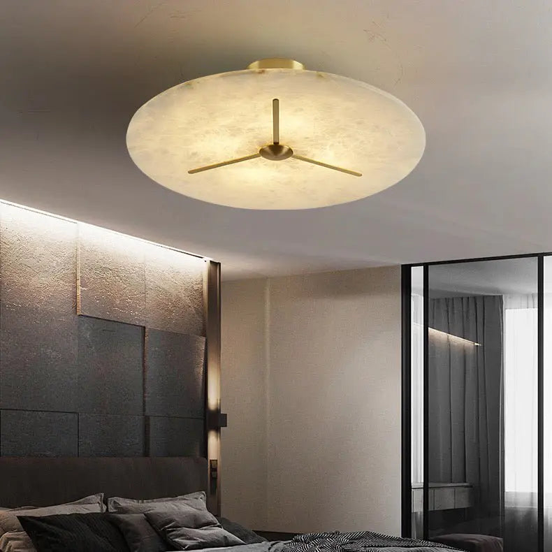 Round Spain Alabaster Flush Mount Ceiling Lights    Ceiling Lamp  Fabtiko