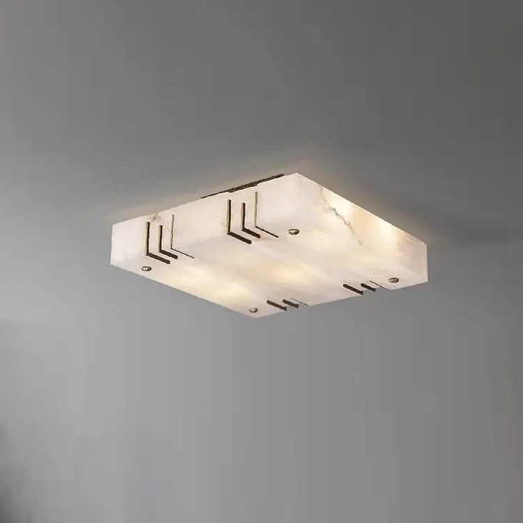 Square Alabaster Flush Mount Ceiling Lamps