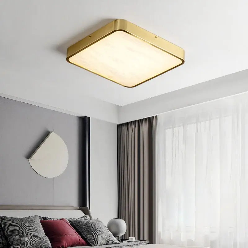Square Alabaster Flush Mount Ceiling Light Fixture    Ceiling Lamp [product_tags] Fabtiko