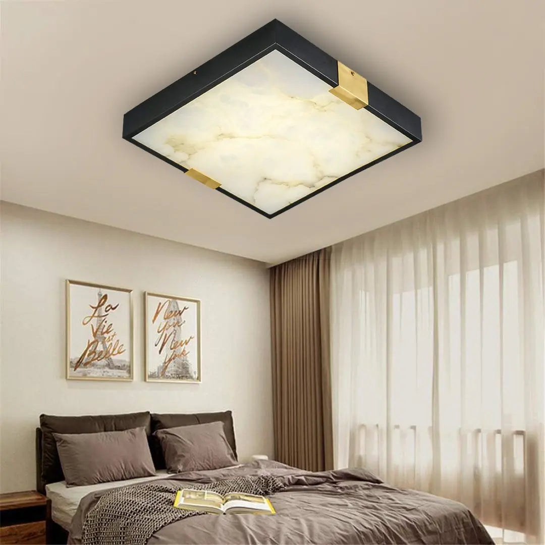 Square Spain Alabaster Flush Mount Ceiling Lights    Ceiling Lamp Fabtiko