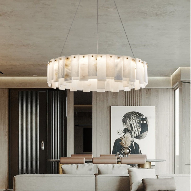 Chandelier Luxury Alabaster Round Chandelier Fabtiko