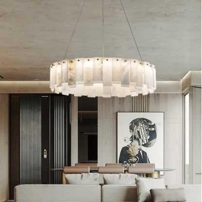 Chandelier Luxury Alabaster Round Chandelier Fabtiko