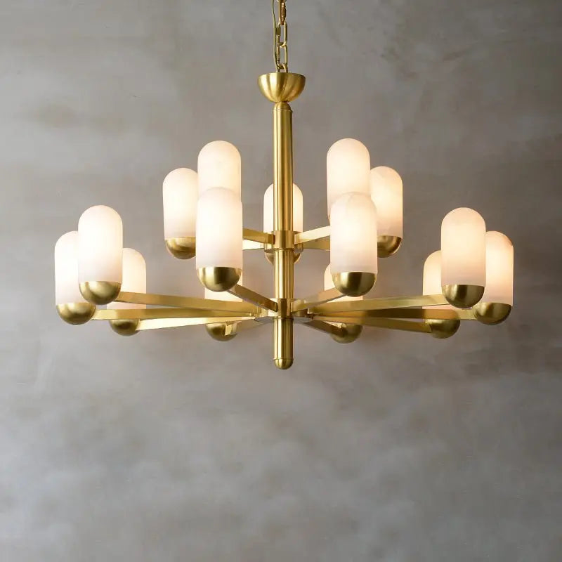 Alabaster Brass Chandelier Living Dining Lighting 15 Lights   Chandelier [product_tags] Fabtiko