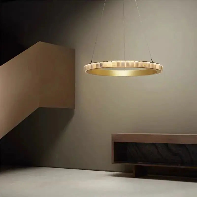 Alabaster Brass Modern Avalon Halo Chandelier 31.49"D*59.05"H   Chandelier Fabtiko