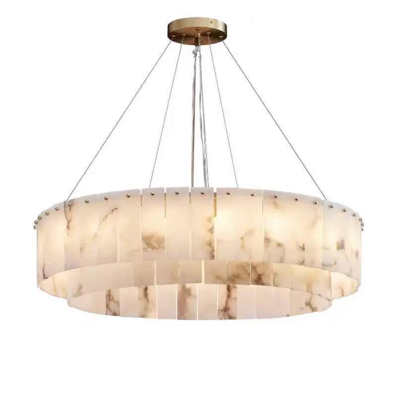 Alabaster Brass Round Living Room Chandelier Lighting Chandelier Fabtiko