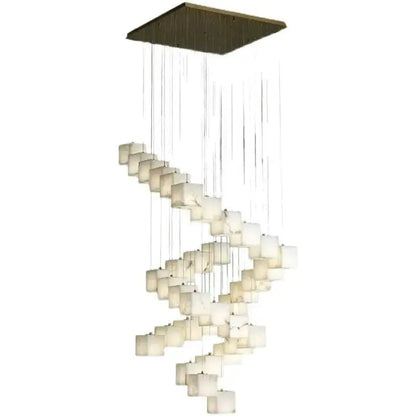 Alabaster Cube Foyer Staircase Long Chandelier    Chandelier [product_tags] Fabtiko