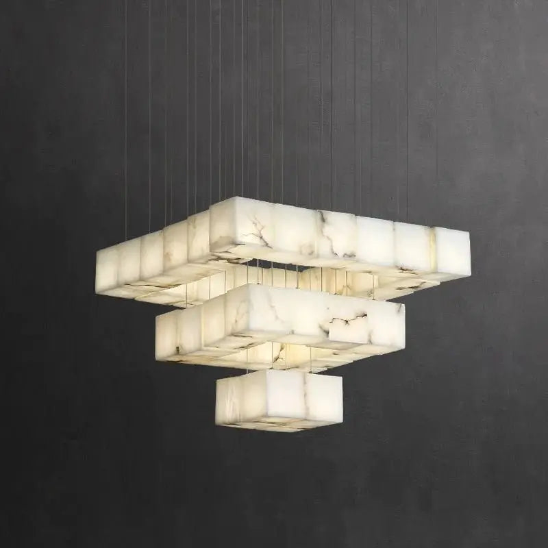 Alabaster Cube Foyer Staircase Long Chandelier 36-Light A   Chandelier [product_tags] Fabtiko