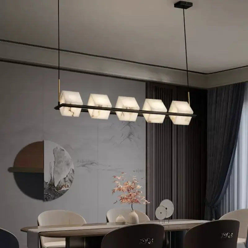 Chandelier Alabaster Cubic Dining Pendant Chandelier Fabtiko