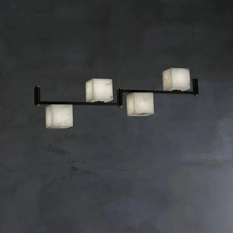 Alabaster Cubic Dining Pendant Chandelier 4 Lights   Chandelier [product_tags] Fabtiko