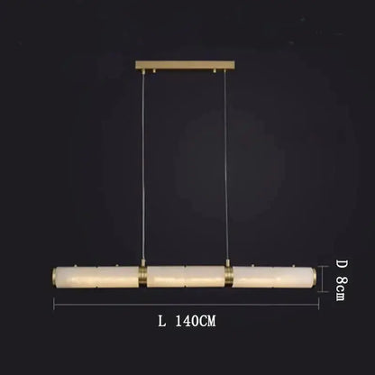 Alabaster Cylindrical Linear Chandelier 55.12&quot; L Chandelier Fabtiko