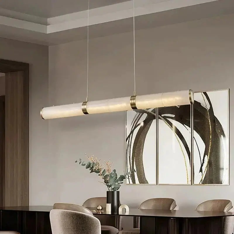 Alabaster Cylindrical Linear Chandelier    Chandelier [product_tags] Fabtiko