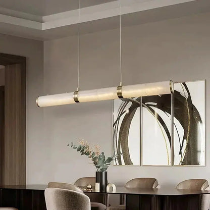 Alabaster Cylindrical Linear Chandelier    Chandelier Fabtiko