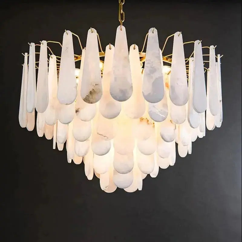 Alabaster Feathery Chandelier Modern Lighting 31.5&quot;   Chandelier [product_tags] Fabtiko