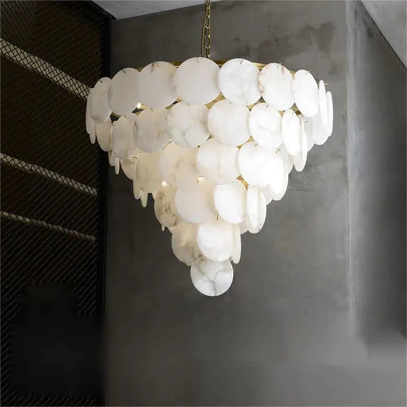Alabaster Magnolia Multi-Tiered Round Chandelier 6 Layer   Chandelier [product_tags] Fabtiko