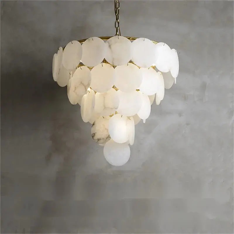 Alabaster Magnolia Multi-Tiered Round Chandelier 5 Layer   Chandelier [product_tags] Fabtiko