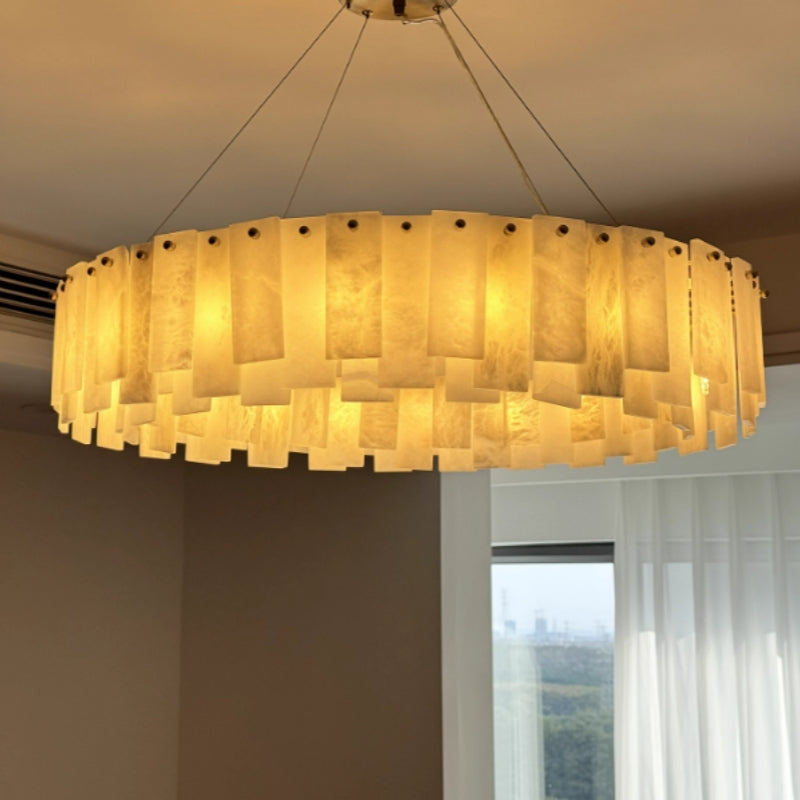 Chandelier Luxury Alabaster Round Chandelier Fabtiko
