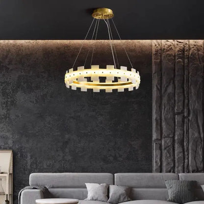 Spain Alabaster Brass Annular Chandeliers Lighting 31.49&quot;D*4.72&quot;H   Chandelier [product_tags] Fabtiko