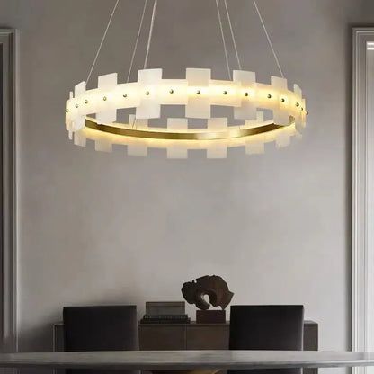 Spain Alabaster Brass Annular Chandeliers Lighting 39.37&quot;D*4.72&quot;H   Chandelier [product_tags] Fabtiko