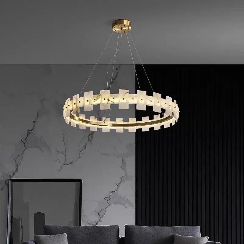 Spain Alabaster Brass Annular Chandeliers Lighting    Chandelier [product_tags] Fabtiko