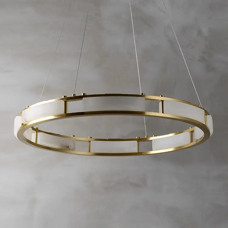 Spain Alabaster Brass Round Chandelier Lighting Chandelier Fabtiko