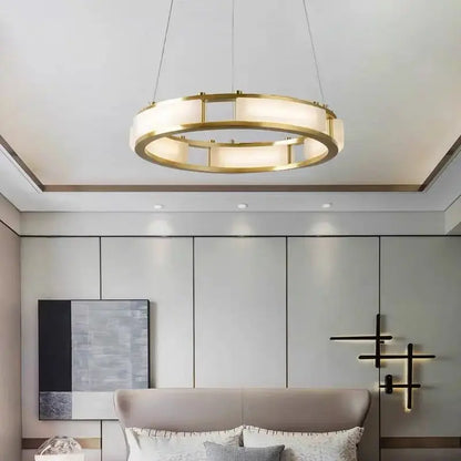 Spain Alabaster Brass Round Chandelier Lighting 19.68&quot;D*47.24&quot;H   Chandelier Fabtiko