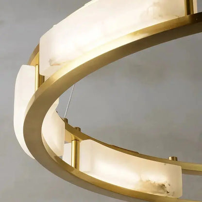 Spain Alabaster Brass Round Chandelier Lighting    Chandelier Fabtiko