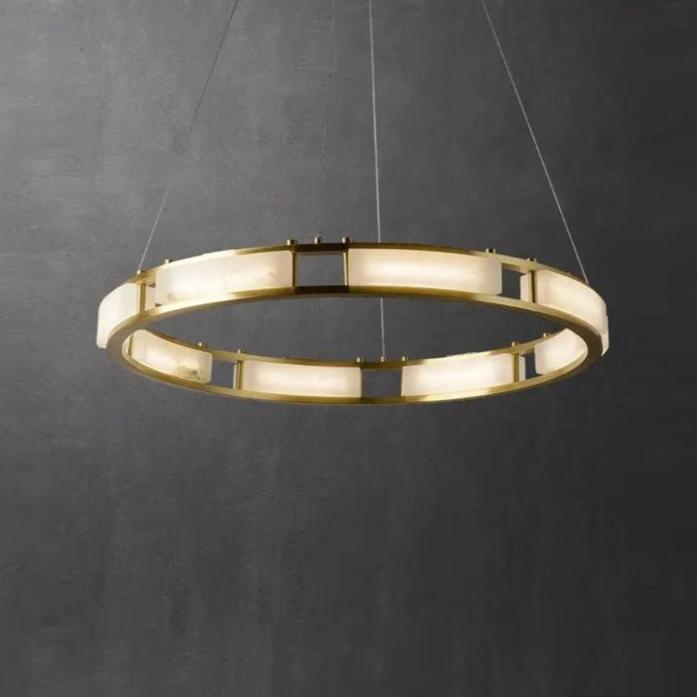 Spain Alabaster Brass Round Chandelier Lighting