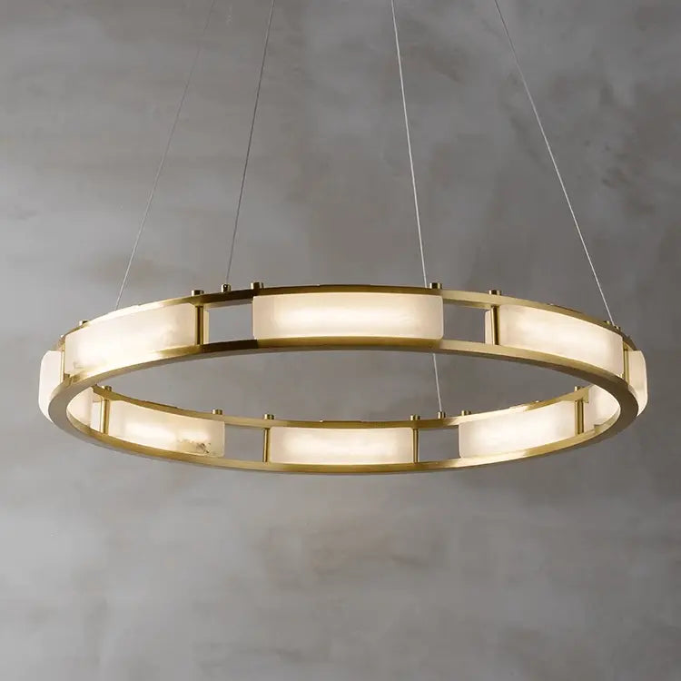 Spain Alabaster Brass Round Chandelier Lighting Chandelier Fabtiko