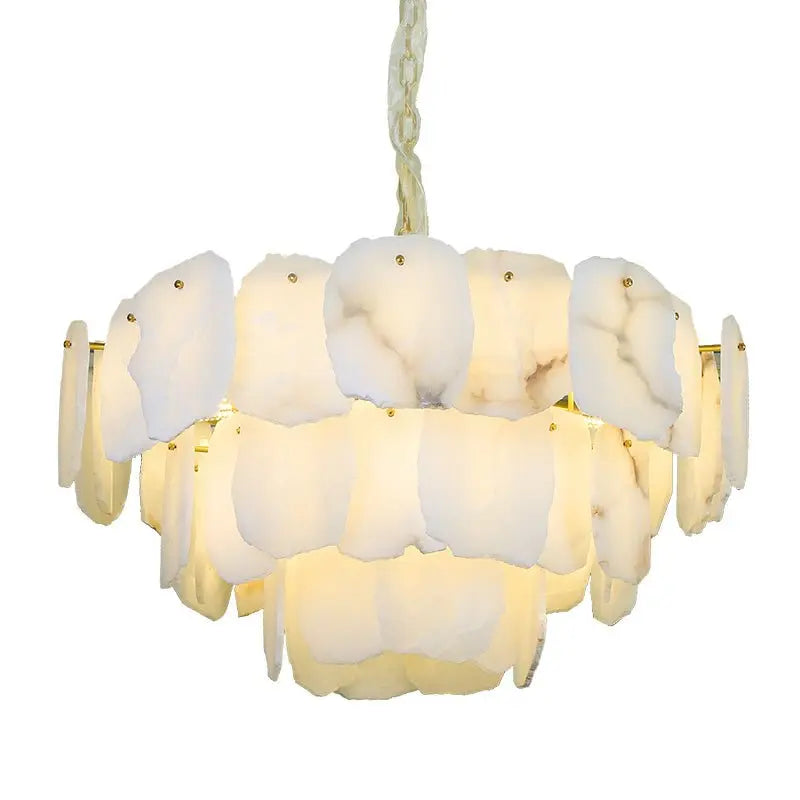 Spain Alabaster Modern Living Room Chandeliers 3 Layer Chandelier Fabtiko